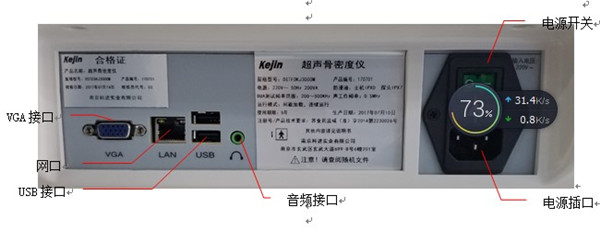 OSTEOKJ3000M、OSTEOKJ3000M+、OSTEOKJ3000S、OSTEOKJ3000S+型號骨密度儀接口示意圖